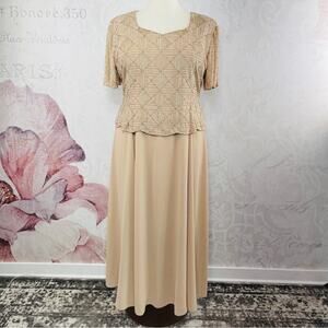 Night Scene beaded mother of the bride or groom dress cream 4XL